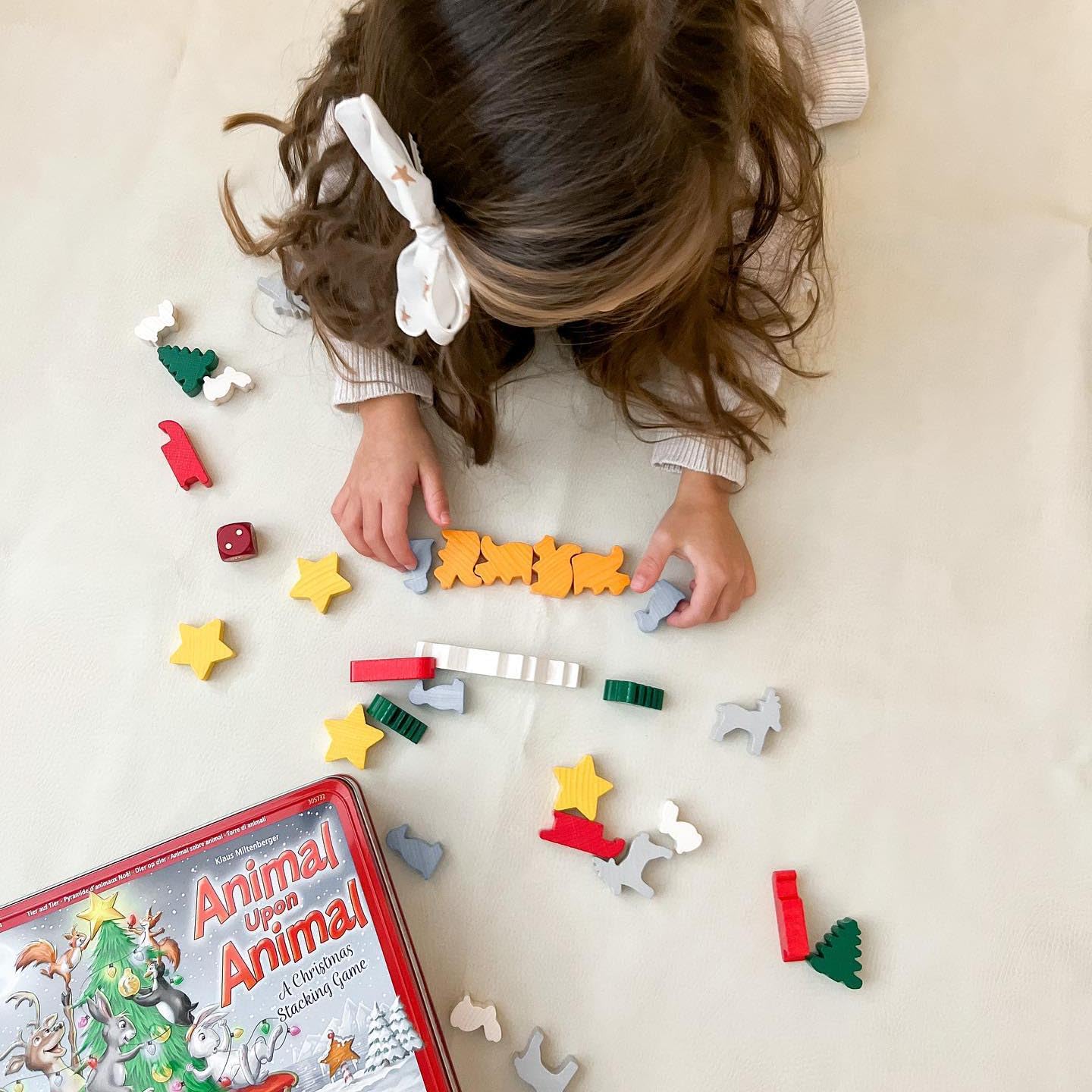 HABA Animal Upon Animal Christmas Edition – Wooden Stacking Game in Collector's Tin