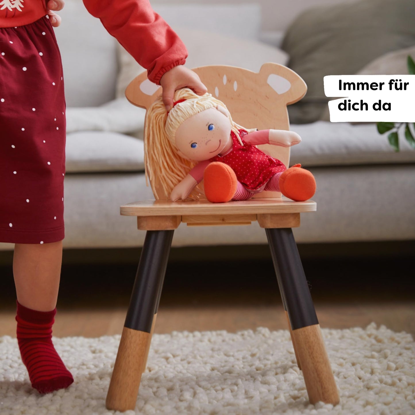 HABA 12-inch Soft Baby Doll Annelie – Embroidered Face, Removable Red Dress & Blonde Hair | 18 Months+