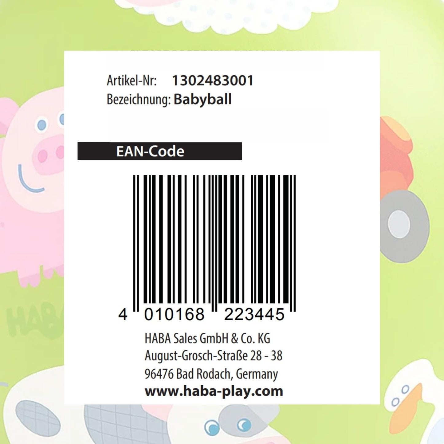 HABA Soft Baby Ball with Farm Animals | Tummy Time & Sensory Play