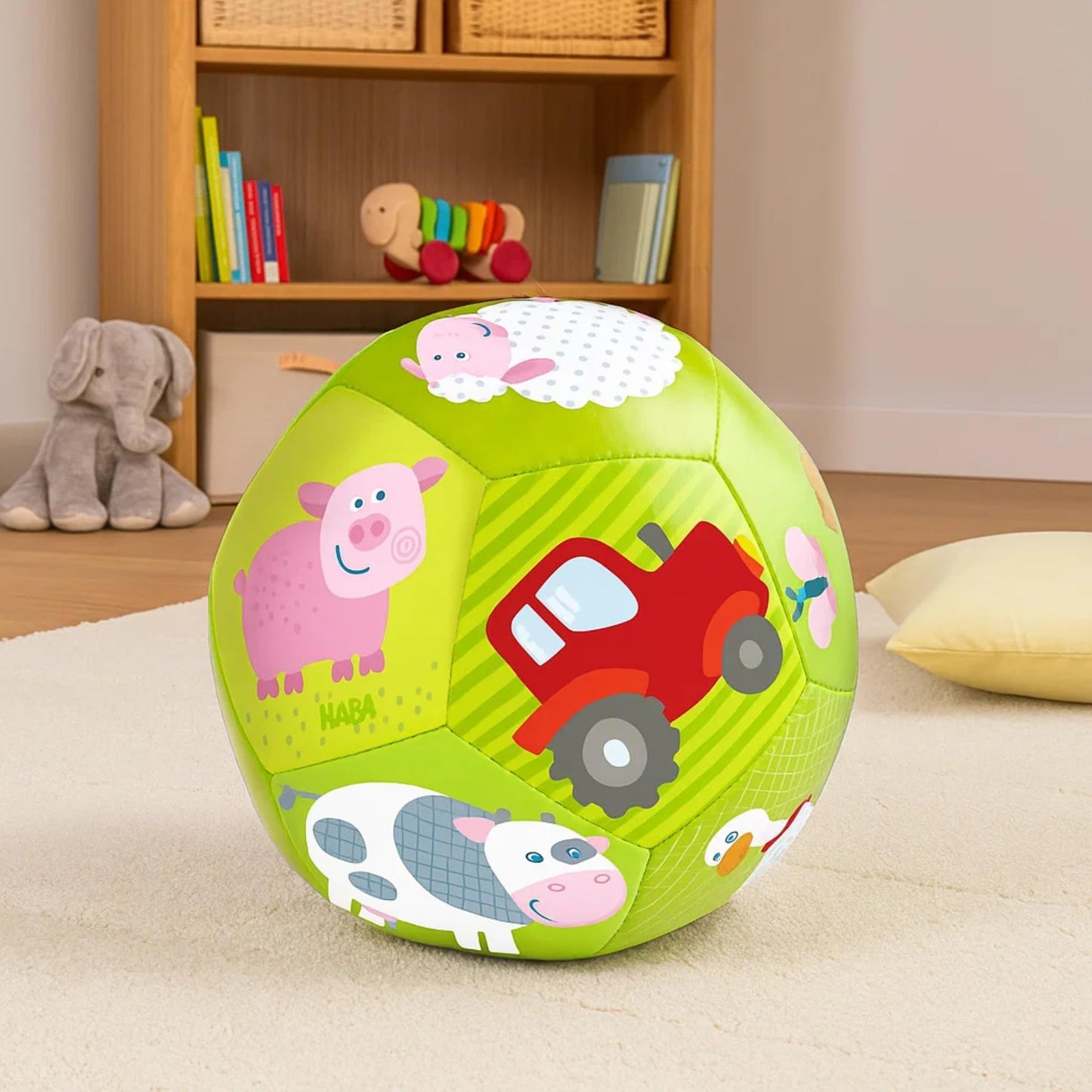 HABA Soft Baby Ball with Farm Animals | Tummy Time & Sensory Play