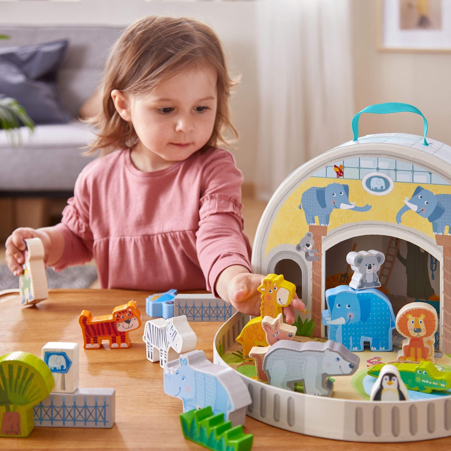 HABA Wooden Animal Playset — Zoo Play World with Zookeeper George | STEM Toy for Ages 2+