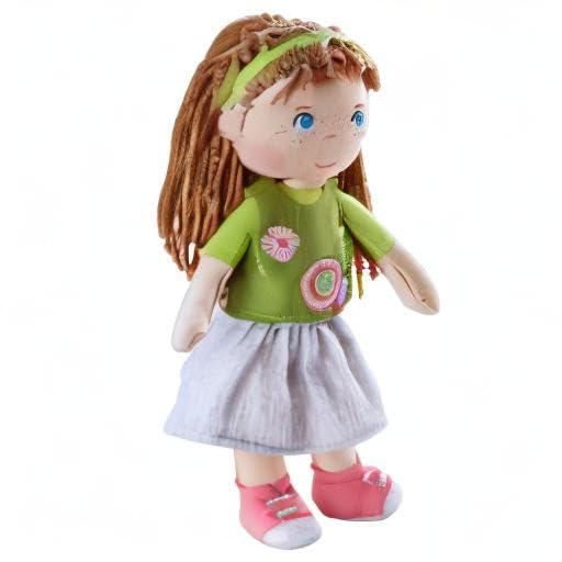 HABA Hedda 12-Inch Soft Baby Doll — Embroidered Face, Brown Hair, Blue Eyes, Washable for Toddlers 18 Months+