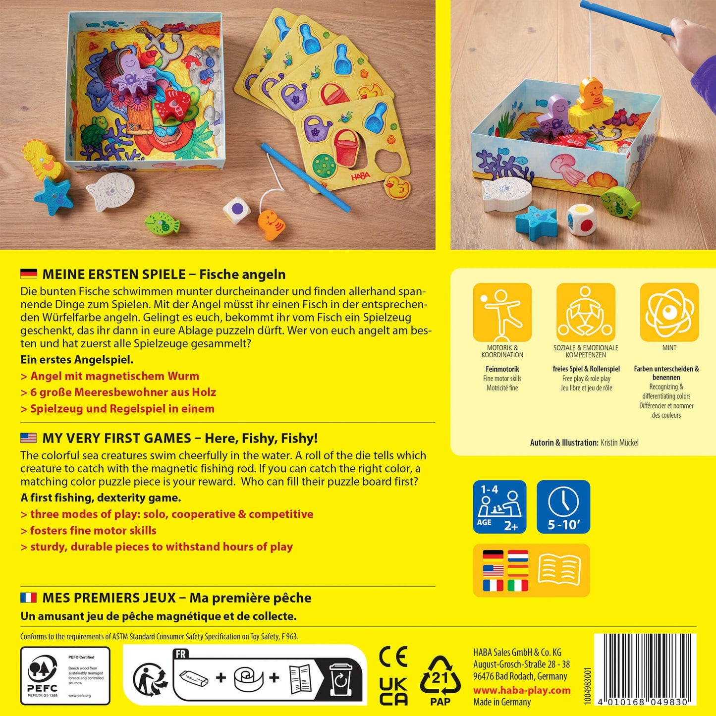 Here Fishy Fishy! Magnetic Fishing Game by HABA – Toddler & Preschool Learning Toy, Made in Germany
