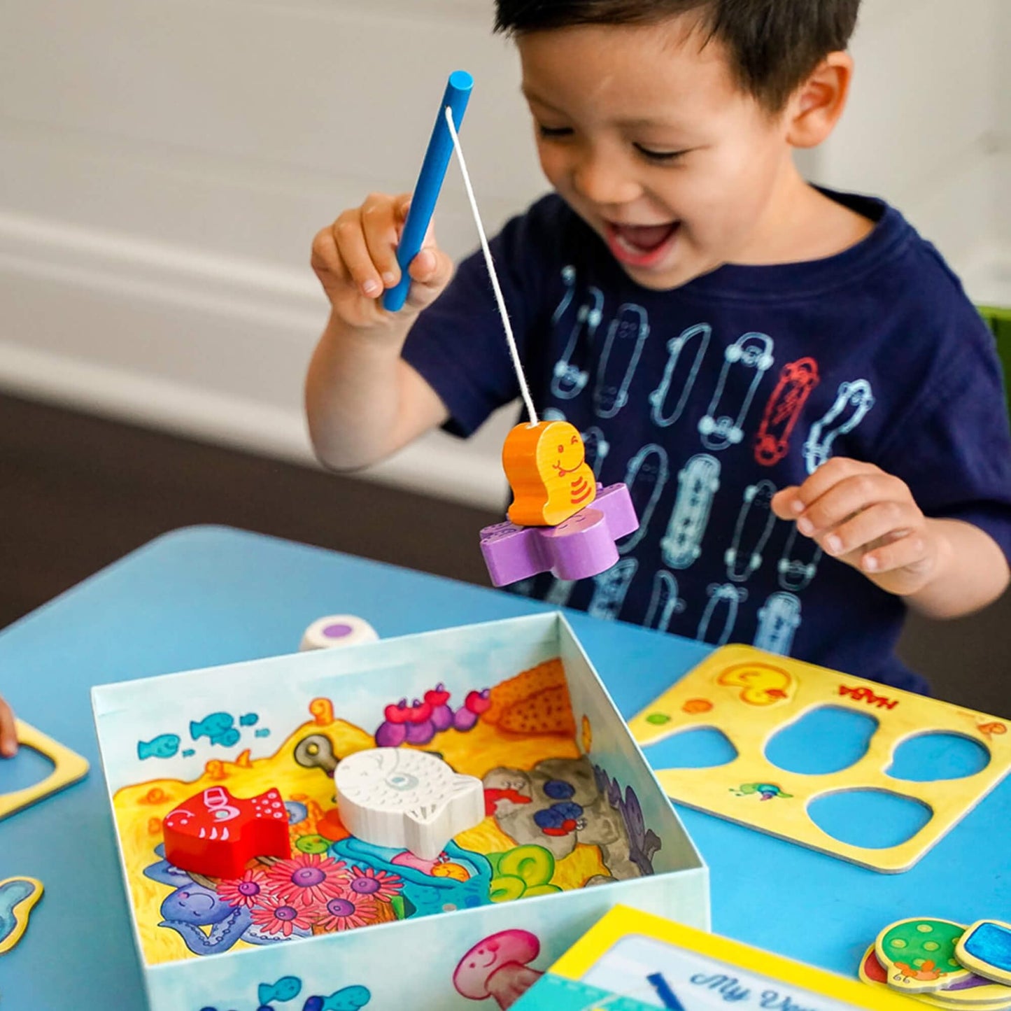 Here Fishy Fishy! Magnetic Fishing Game by HABA – Toddler & Preschool Learning Toy, Made in Germany