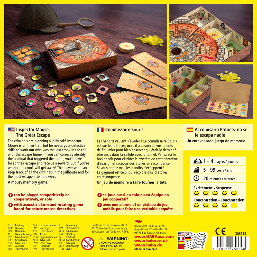 Inspector Mouse: The Great Escape by HABA – Cooperative Detective Board Game for Families