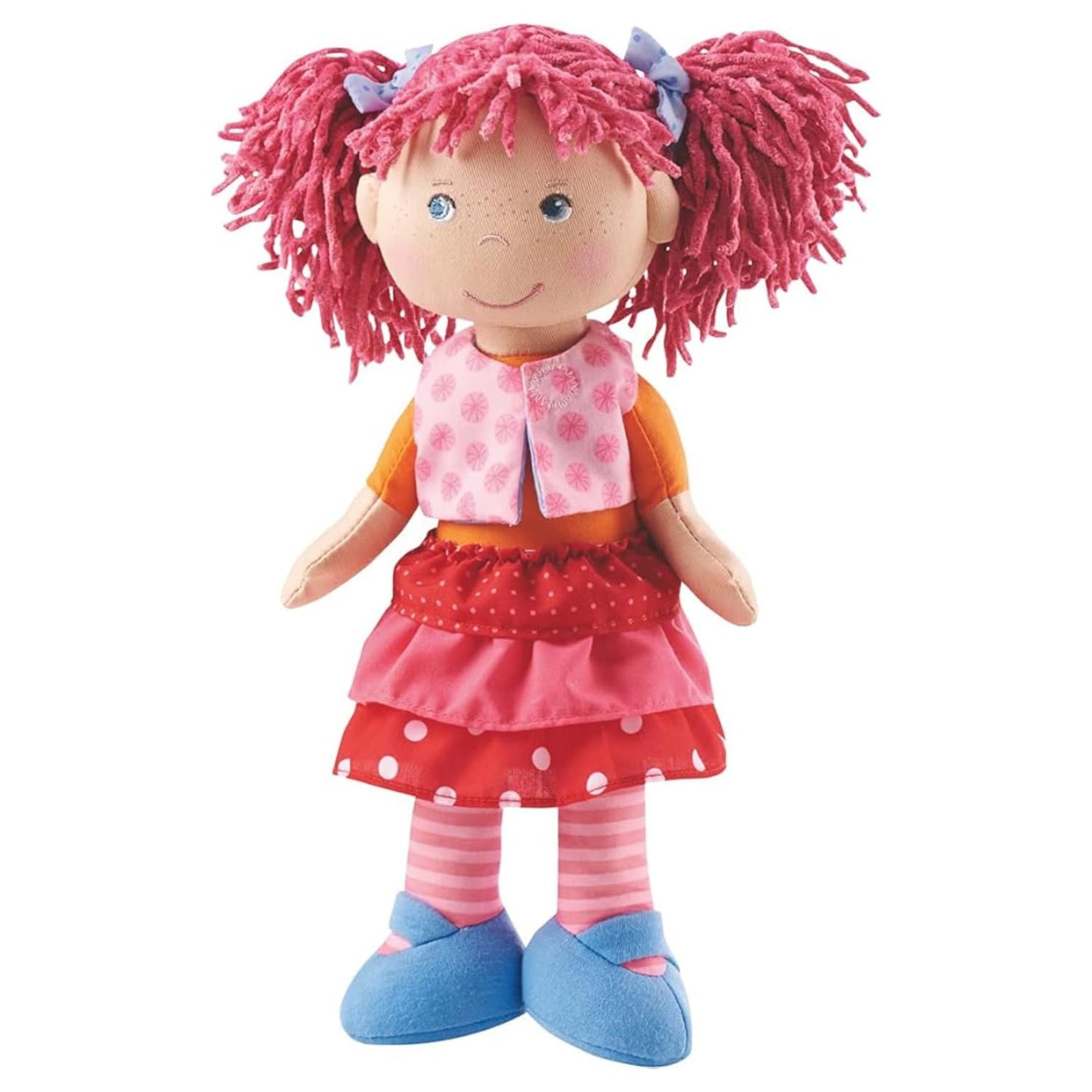 HABA Lilli-Lou 12-inch Soft Doll – Pink Hair, Embroidered Face, Machine Washable for Ages 18 Months+