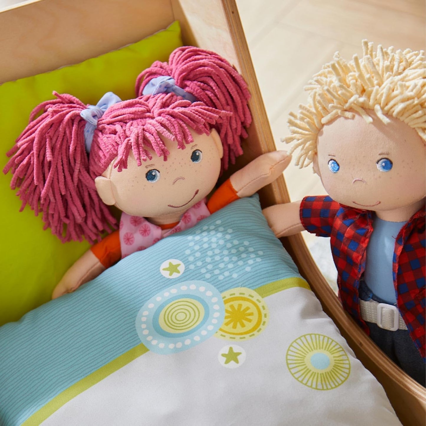 HABA Lilli-Lou 12-inch Soft Doll – Pink Hair, Embroidered Face, Machine Washable for Ages 18 Months+