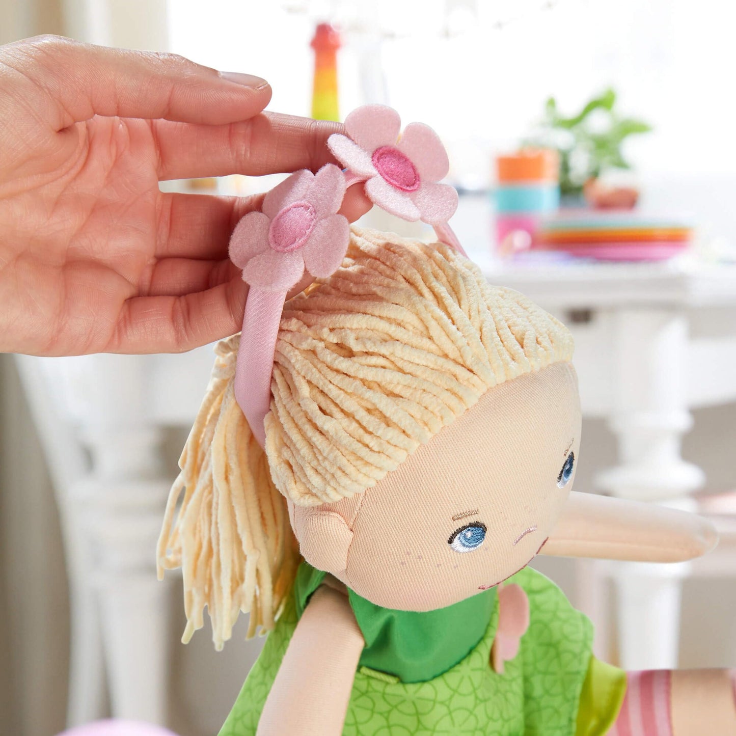 HABA Mali 12-inch Soft Doll with Blonde Hair and Blue Eyes – Machine Washable for 18 Months and Up