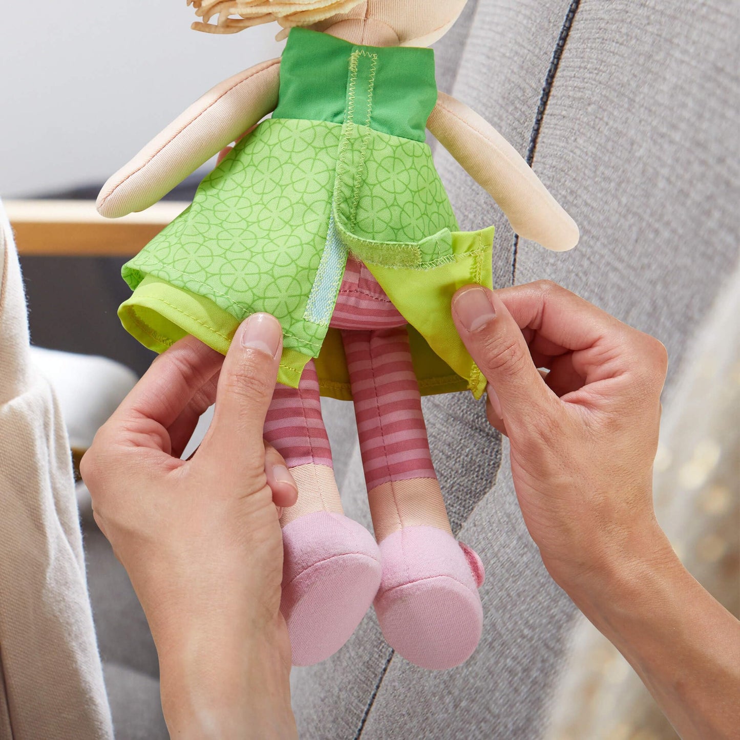 HABA Mali 12-inch Soft Doll with Blonde Hair and Blue Eyes – Machine Washable for 18 Months and Up