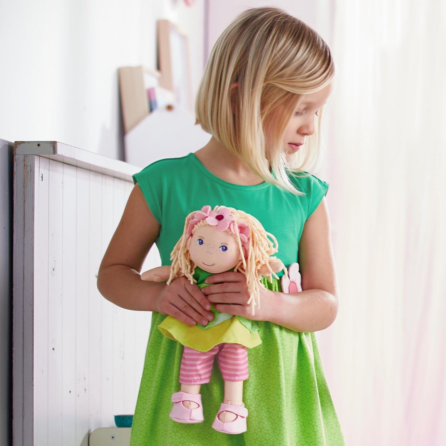 HABA Mali 12-inch Soft Doll with Blonde Hair and Blue Eyes – Machine Washable for 18 Months and Up