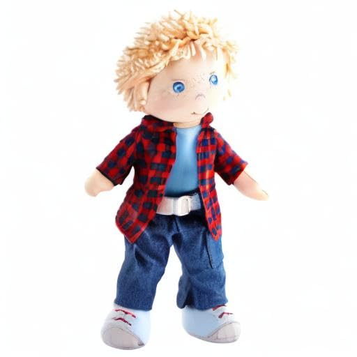 HABA Nick 12-Inch Soft Doll – Blue-Eyed Baby Boy, Machine Washable