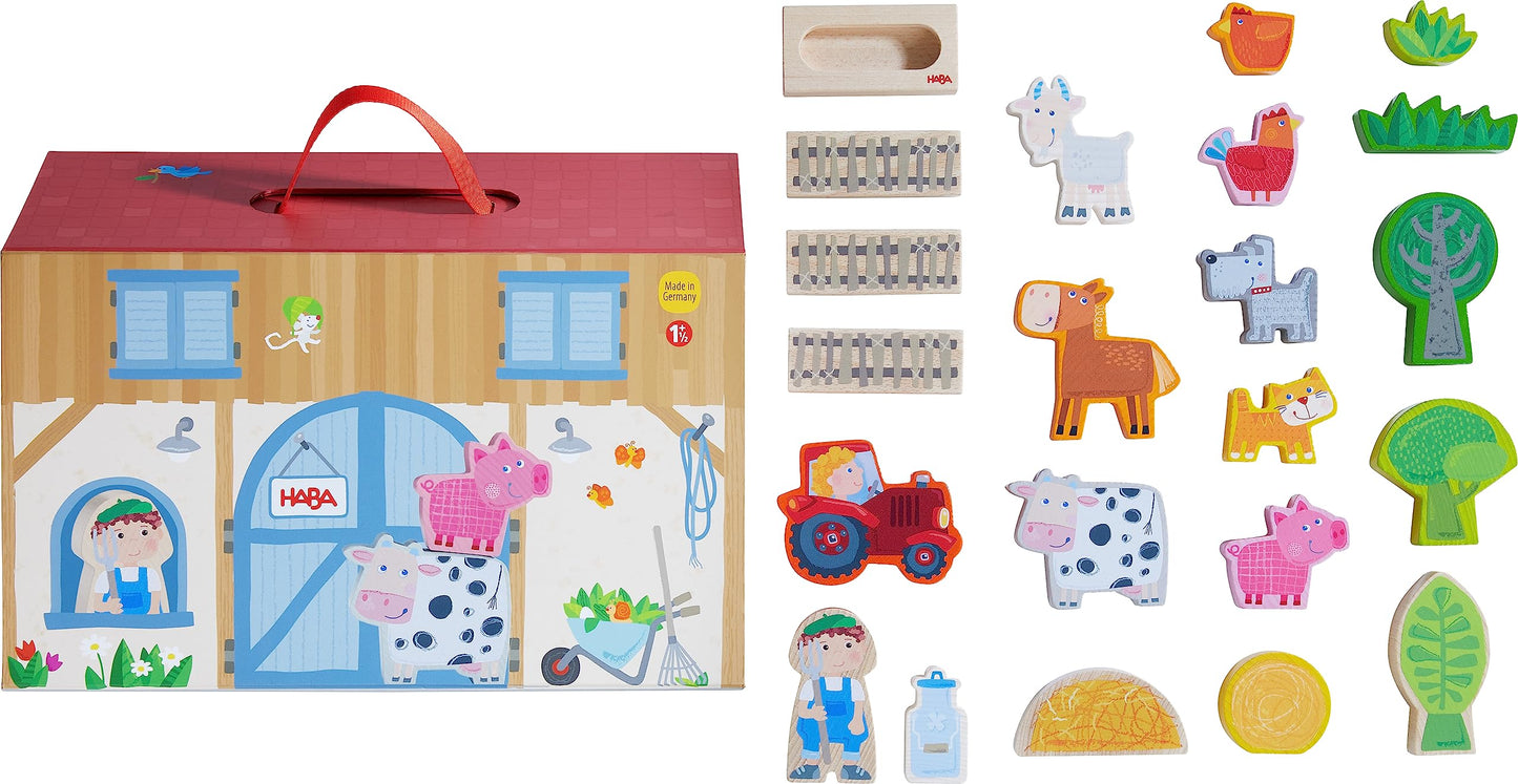 HABA Play World on the Farm Play Set – German-Made Farm Toys for Toddlers 1-3