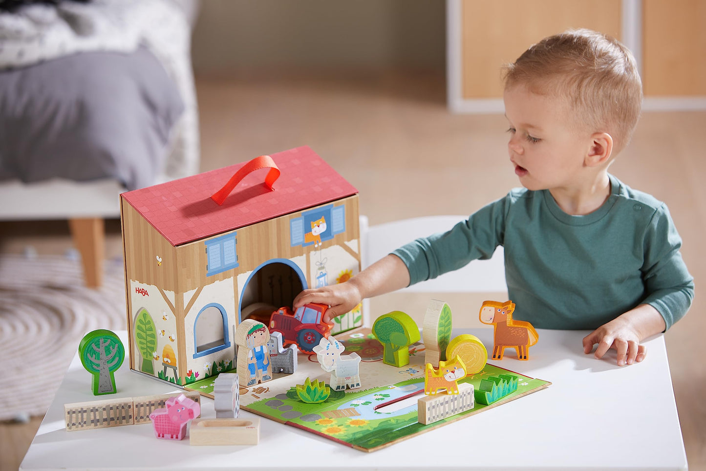 HABA Play World on the Farm Play Set – German-Made Farm Toys for Toddlers 1-3