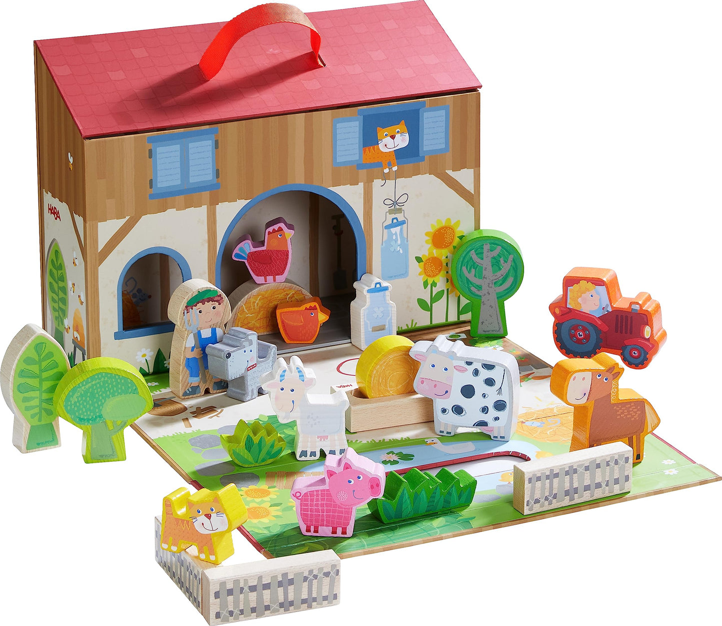 HABA Play World on the Farm Play Set – German-Made Farm Toys for Toddlers 1-3