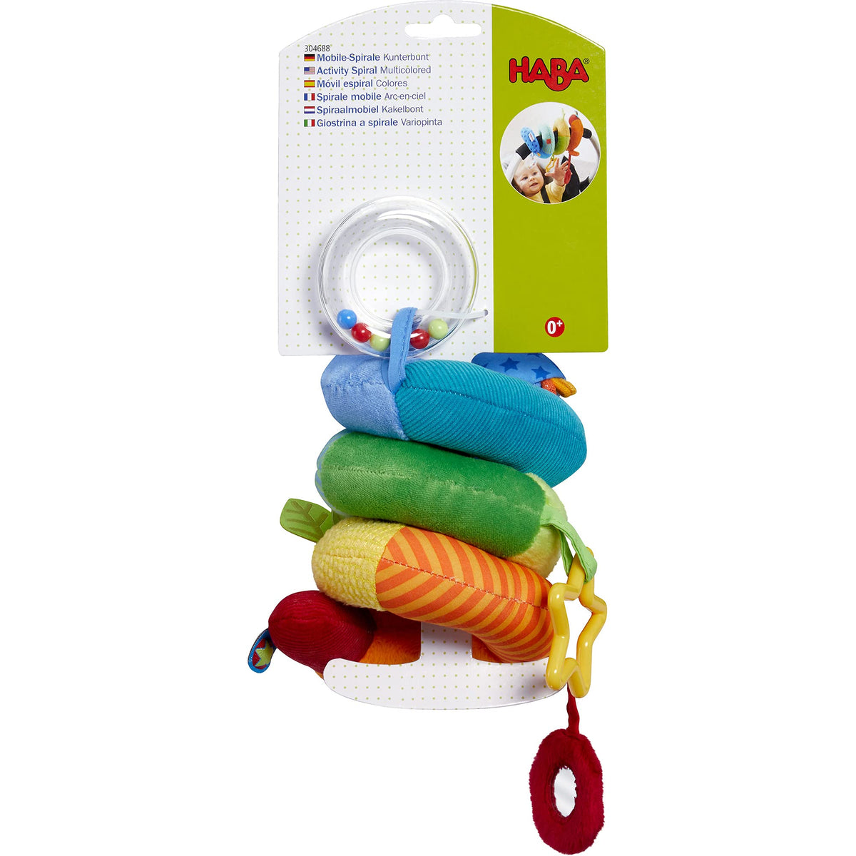HABA Rainbow Activity Spiral: Colorful Car Seat & Stroller Toy for Baby 0-18 Months