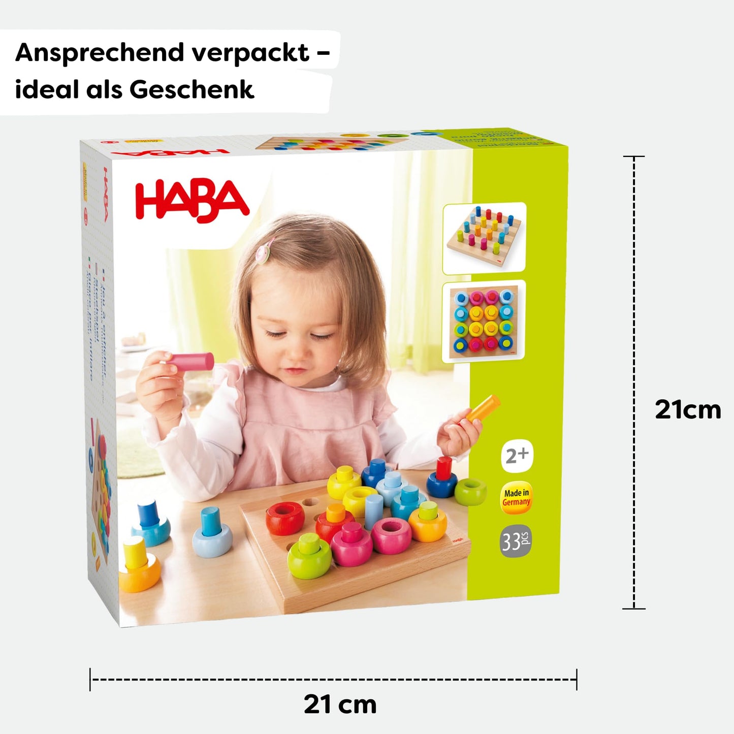 HABA Rainbow Whirls: Wooden Sorting & Stacking Rings Shape Sorter – Educational Toy for 2 Years & Up, Made in Germany