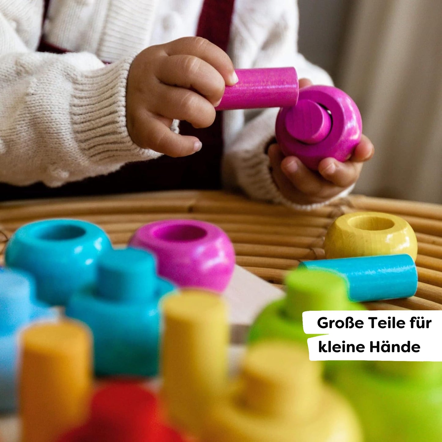 HABA Rainbow Whirls: Wooden Sorting & Stacking Rings Shape Sorter – Educational Toy for 2 Years & Up, Made in Germany