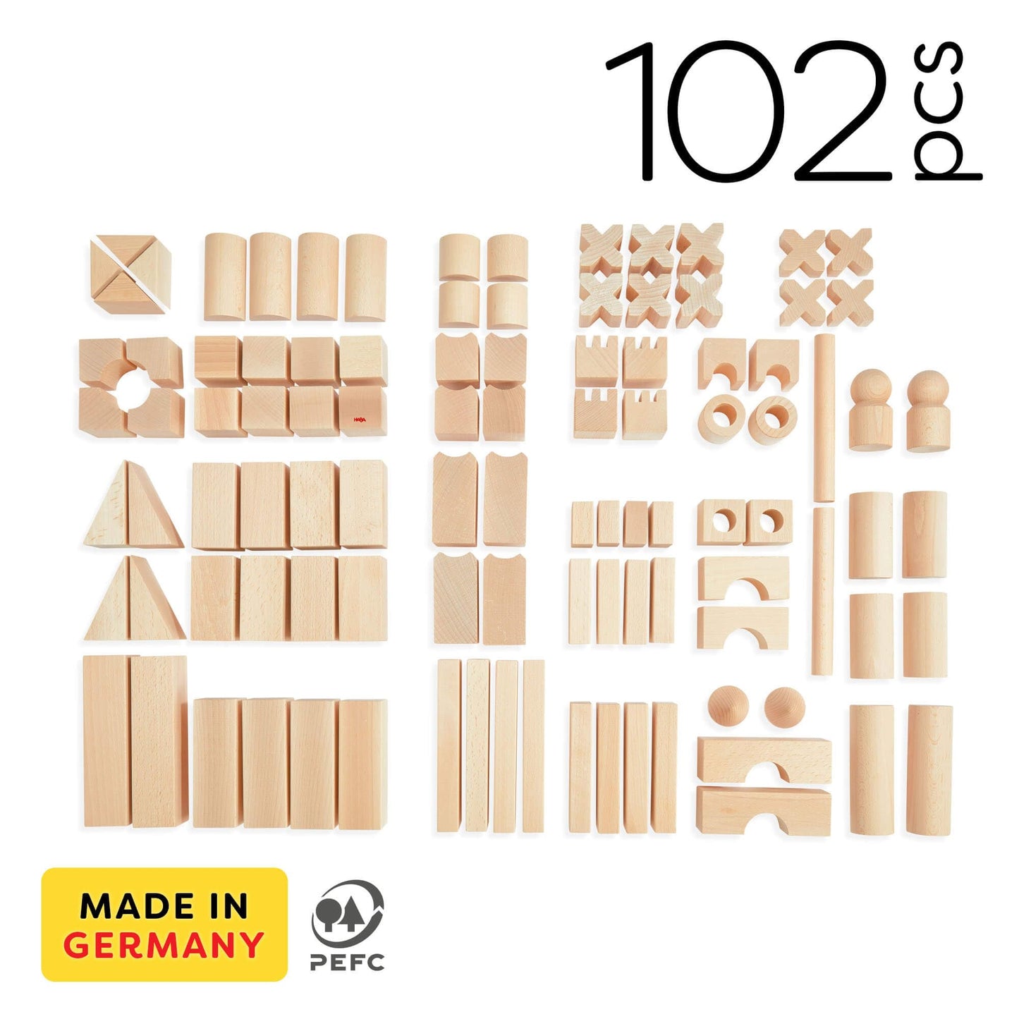 HABA Extra Large Wooden Building Blocks 102-Piece Set – Open-Ended Toddler Toys, Made in Germany