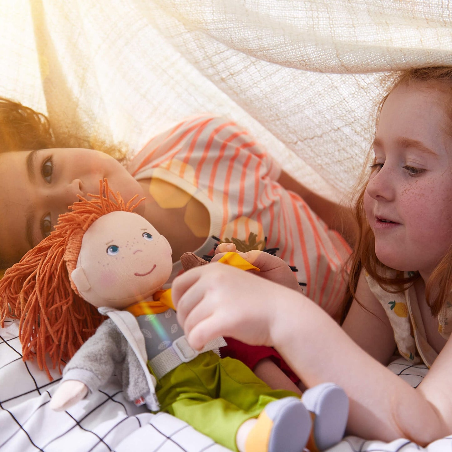 HABA Soley 12" Soft Doll – Red Hair, Outdoor Outfit, Removable Clothes, Machine Washable | 18 Months+