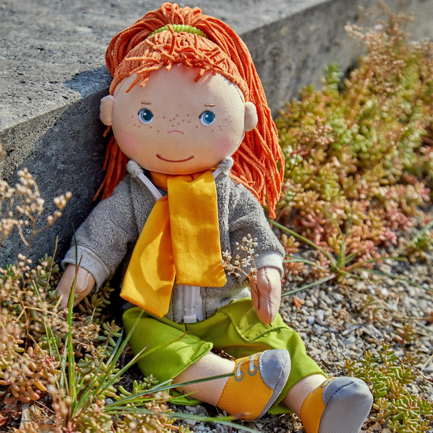 HABA Soley 12" Soft Doll – Red Hair, Outdoor Outfit, Removable Clothes, Machine Washable | 18 Months+