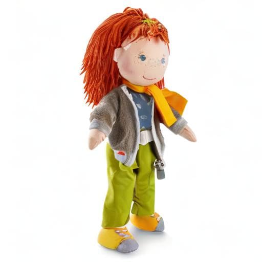 HABA Soley 12" Soft Doll – Red Hair, Outdoor Outfit, Removable Clothes, Machine Washable | 18 Months+