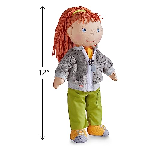HABA Soley 12" Soft Doll – Red Hair, Outdoor Outfit, Removable Clothes, Machine Washable | 18 Months+