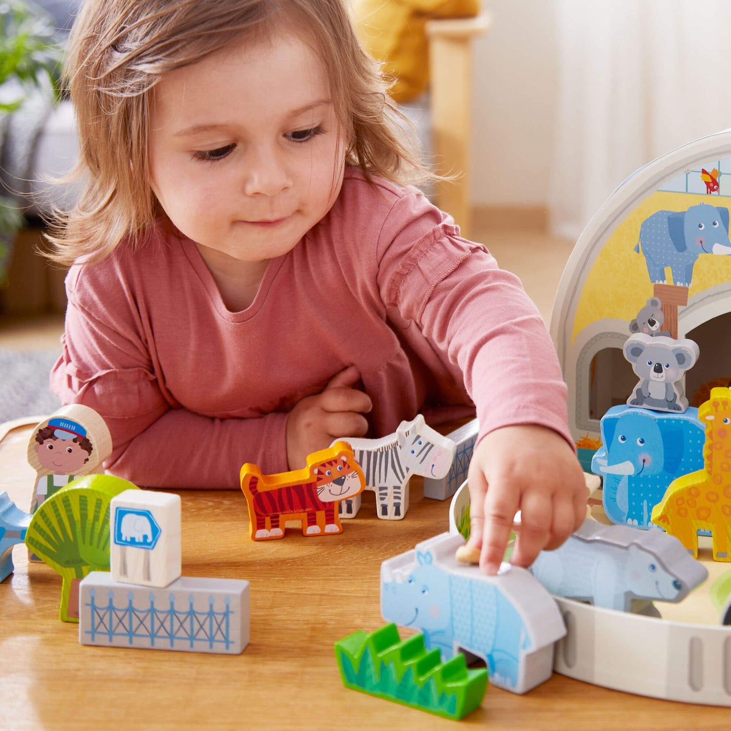 HABA Wooden Animal Playset — Zoo Play World with Zookeeper George | STEM Toy for Ages 2+