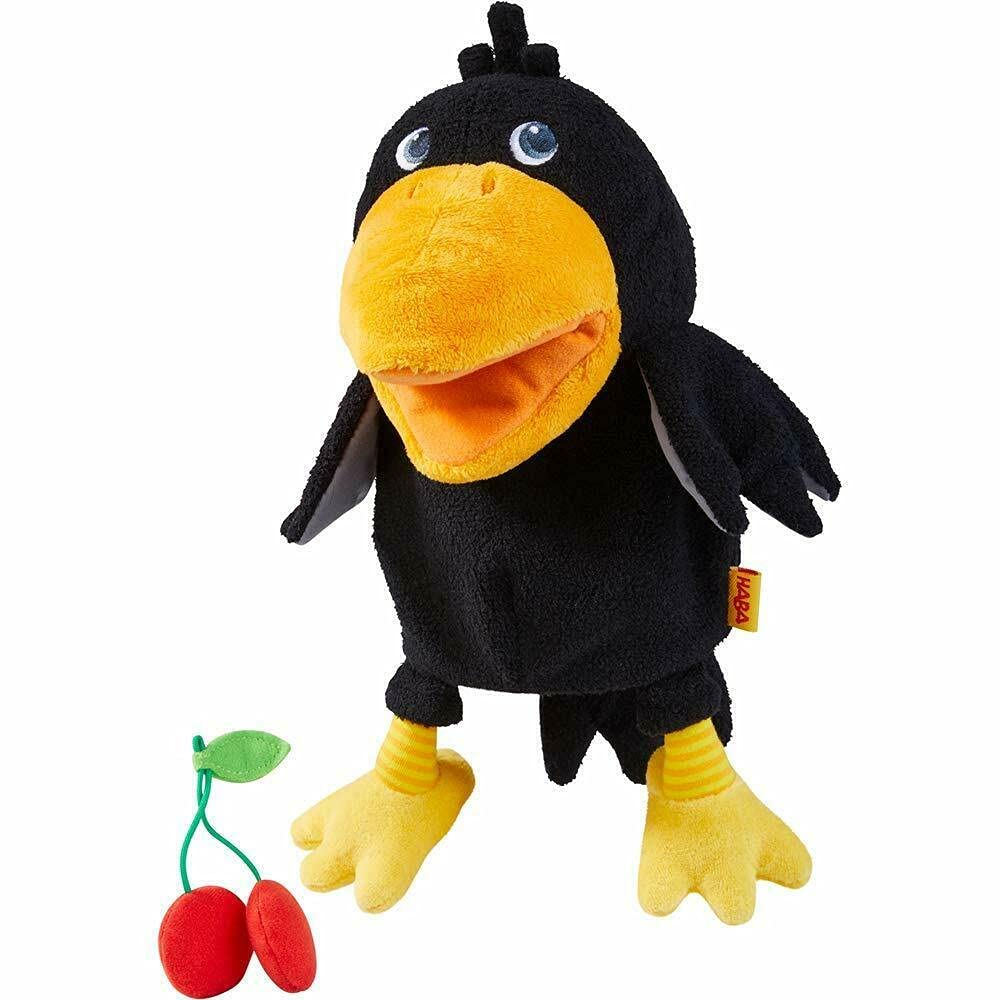 HABA Theo the Raven Hand Puppet – Interactive Toddler Puppet Show Toy with Cherries (18 Months+)