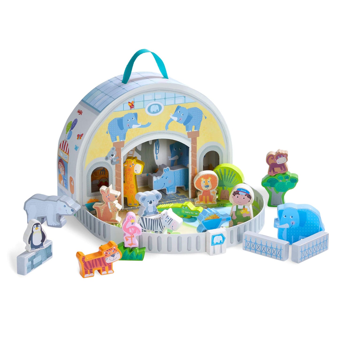 HABA Wooden Animal Playset — Zoo Play World with Zookeeper George | STEM Toy for Ages 2+