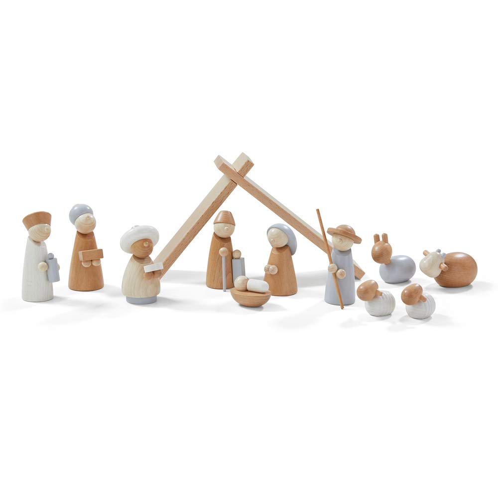 HABA Wooden Nativity Set – Family Keepsake Manger Scene, 13 Beechwood Figures, Made in Germany