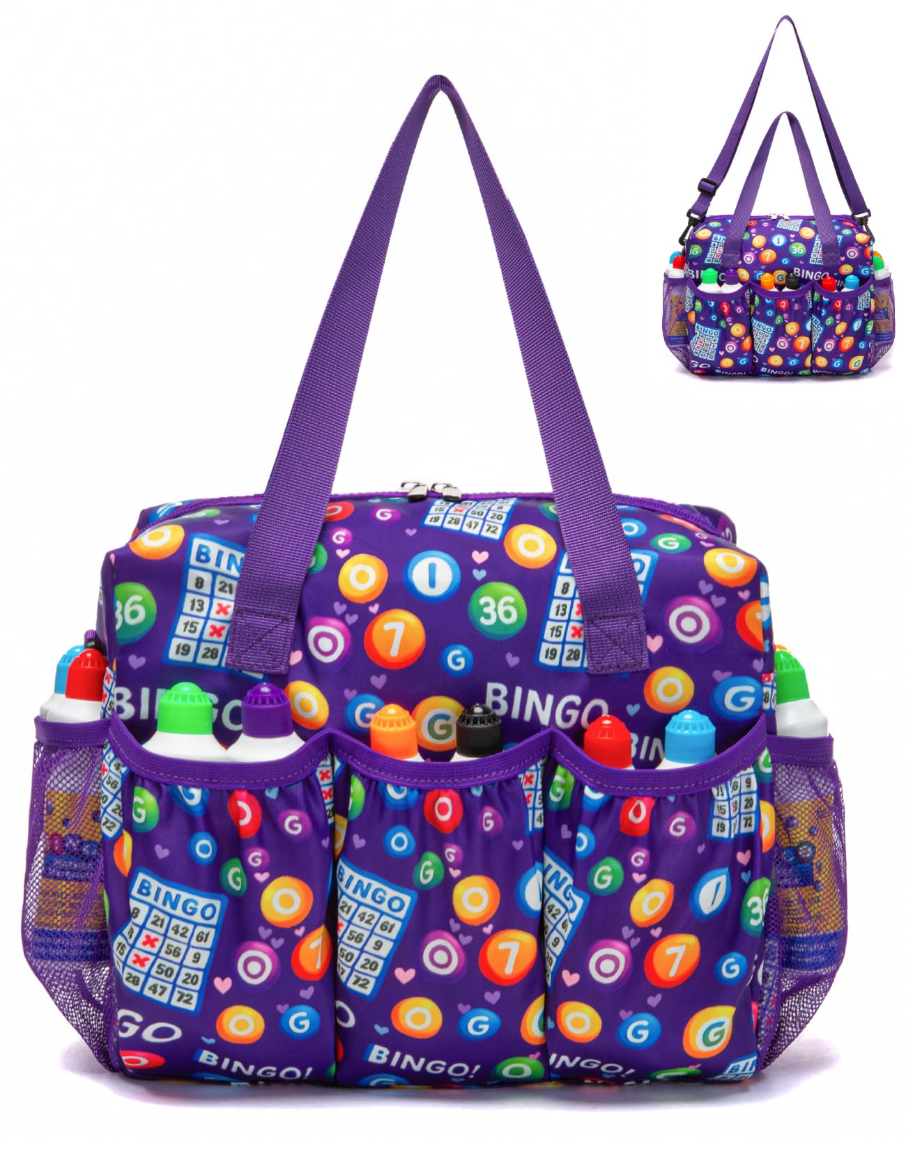 HACHMAS Bingo Bag with Pockets for Daubers & Dabbers – Compact Purple