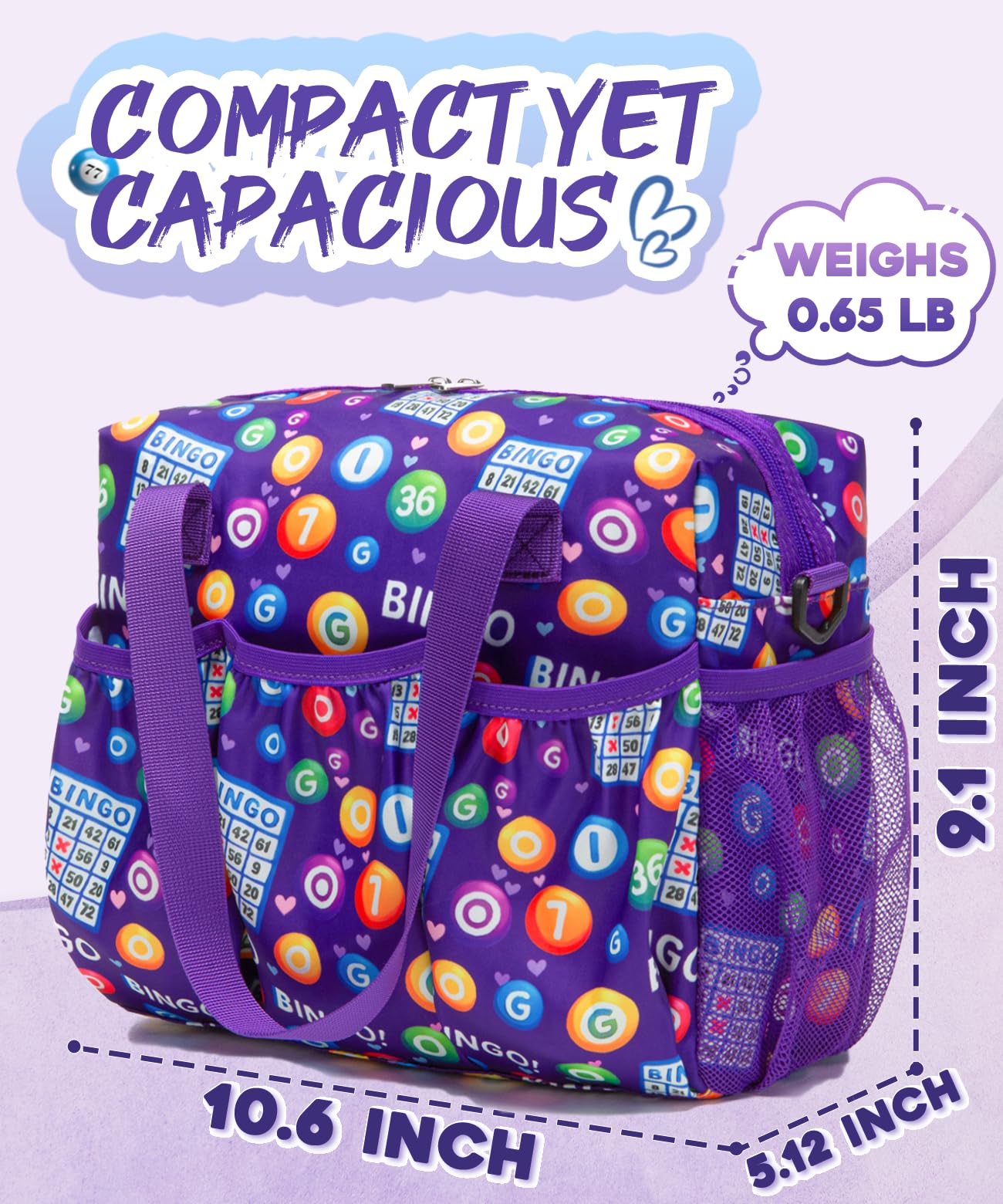 HACHMAS Bingo Bag with Pockets for Daubers & Dabbers – Compact Purple