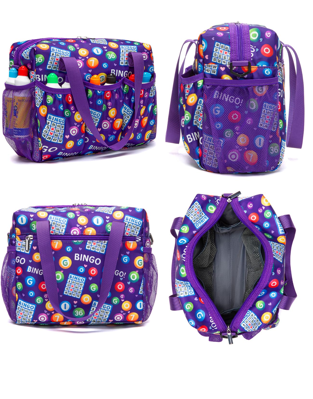 HACHMAS Bingo Bag with Pockets for Daubers & Dabbers – Compact Purple