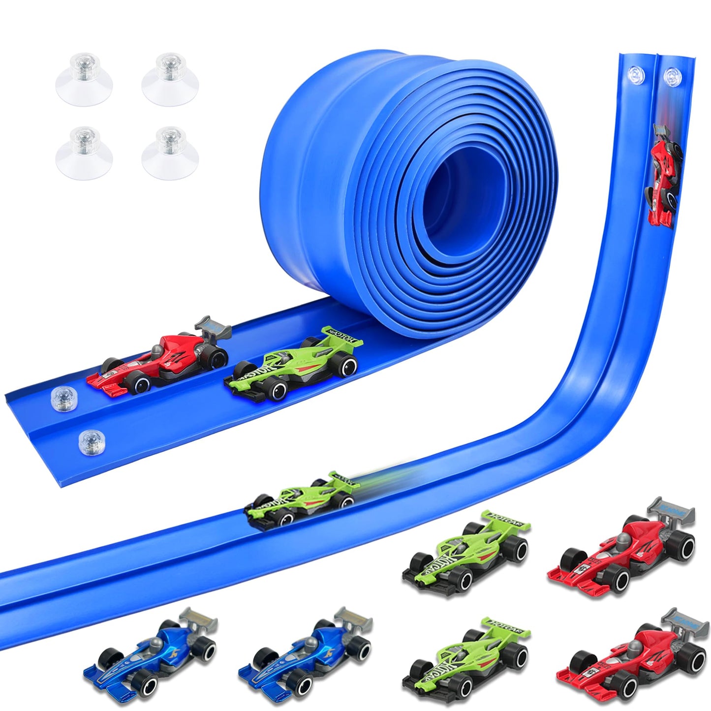 HACOCOLA 15 Ft Flexible Race Track Set with 6 Cars – Indoor & Outdoor