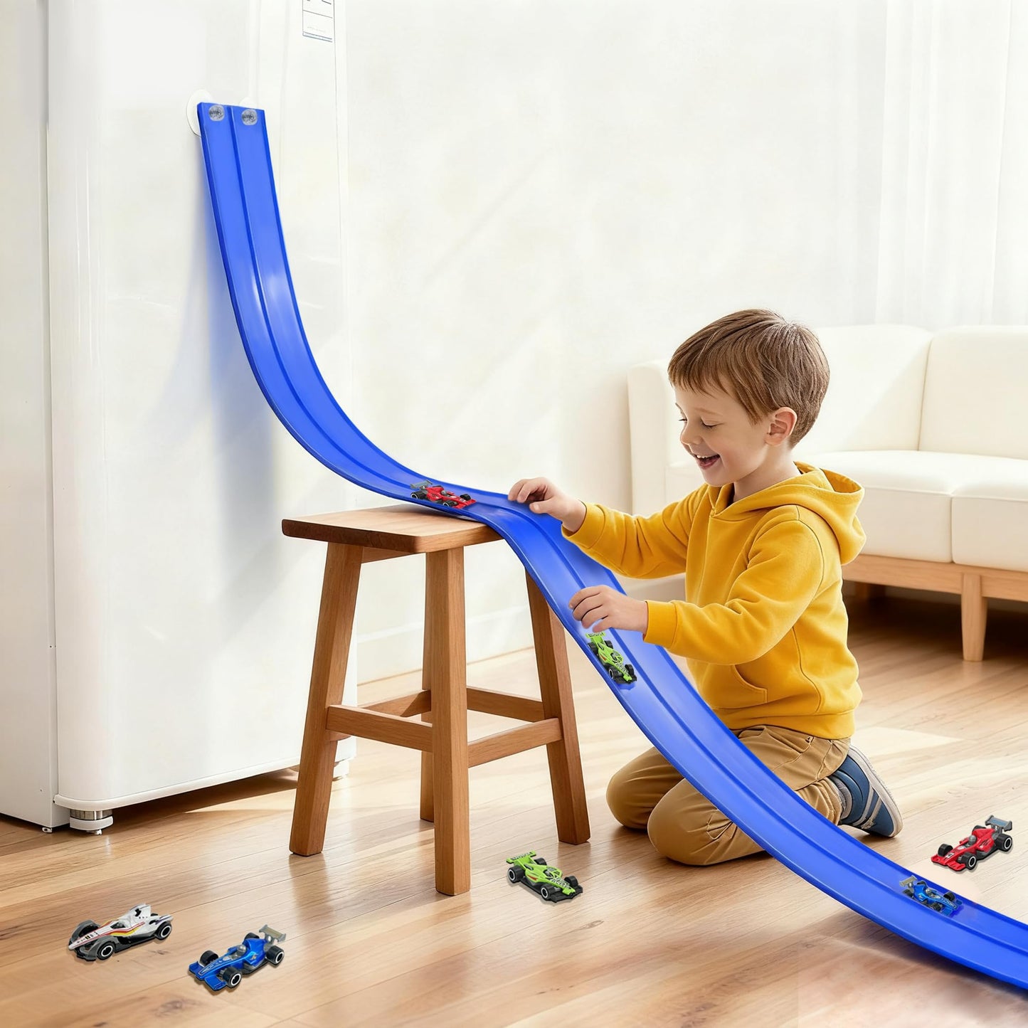 HACOCOLA 15 Ft Flexible Race Track Set with 6 Cars – Indoor & Outdoor