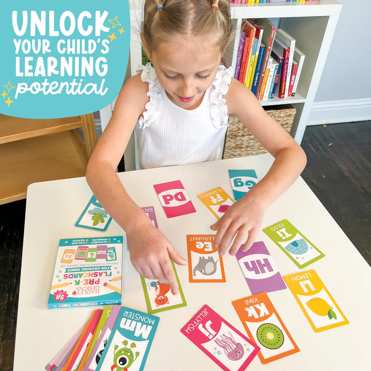 Hadley Designs Learning Flash Cards for Toddlers 1-3 – ABC, Numbers, Colors & Shapes (58 Cards)