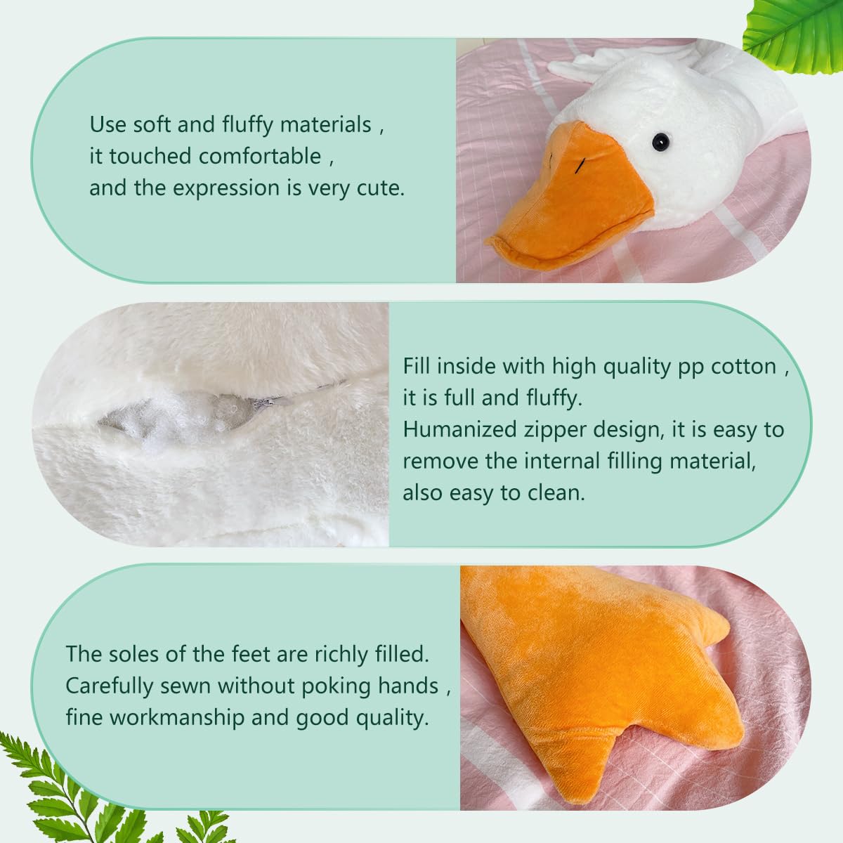 Haengbuk Goose Stuffed Animal – 51.2in Giant Hug Pillow, Soft White Swan Plush