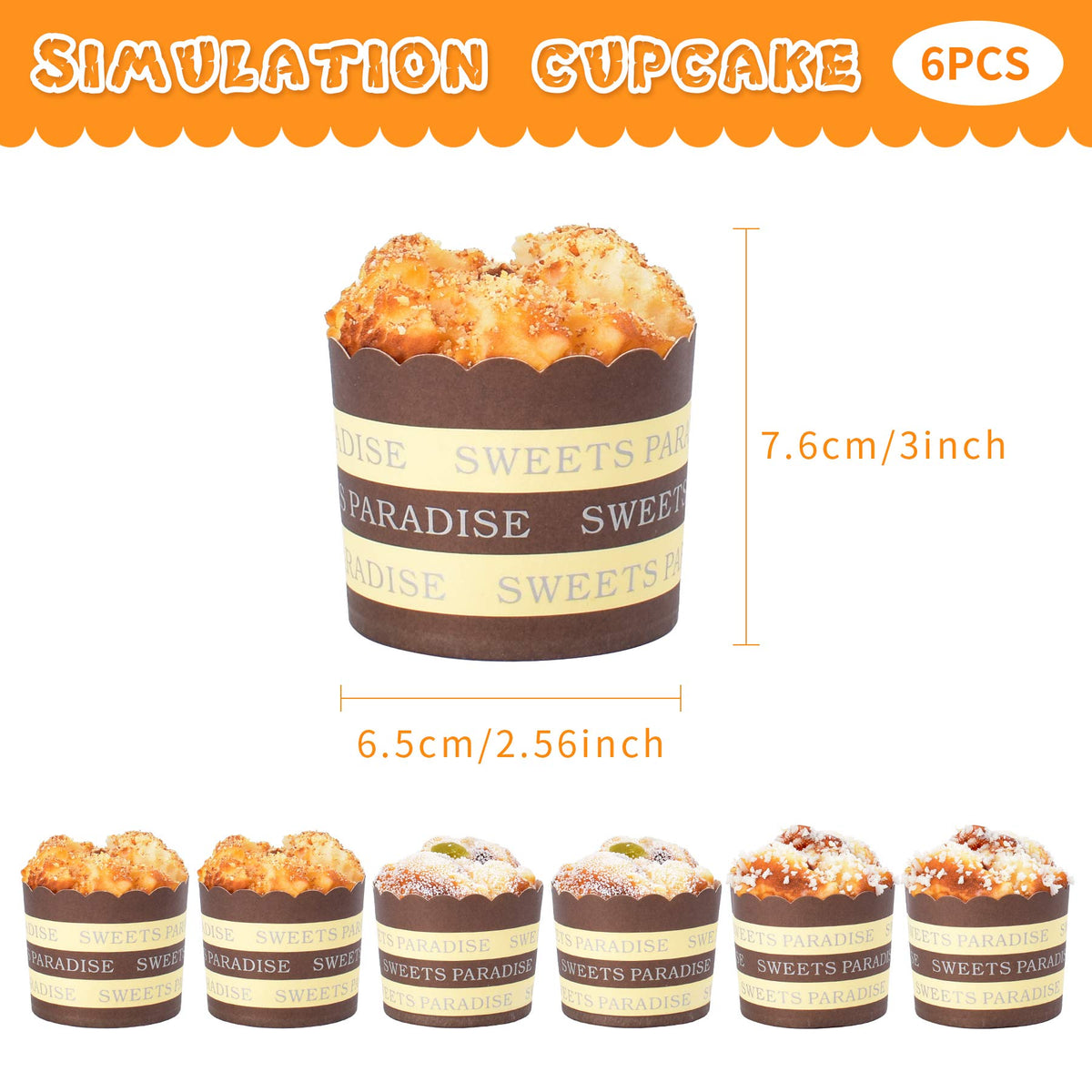 Hagao Fake Cupcake Sprinkles – 6-Piece Faux Cupcake Set for Props & Decor