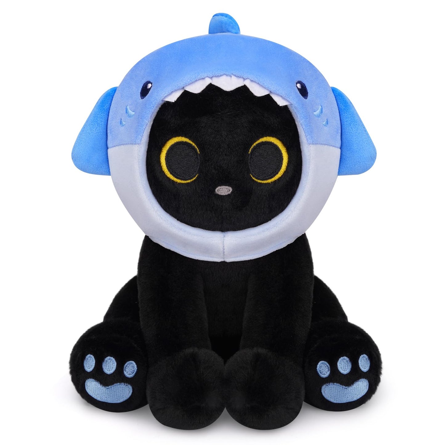 Hagusahuo Shark Plush Cat – 8-Inch with Removable Blue Shark Hood