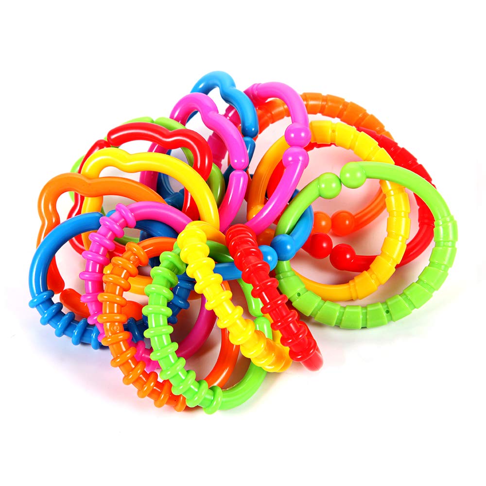 HAHA Baby Link-to-Go Connecting Rings Toy – Clip-On Learning Set for Travel, Stroller, Car Seat, Crib