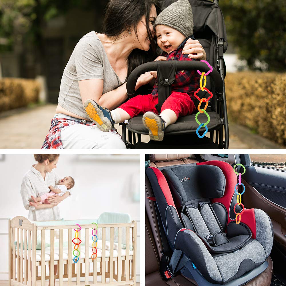 HAHA Baby Link-to-Go Connecting Rings Toy – Clip-On Learning Set for Travel, Stroller, Car Seat, Crib
