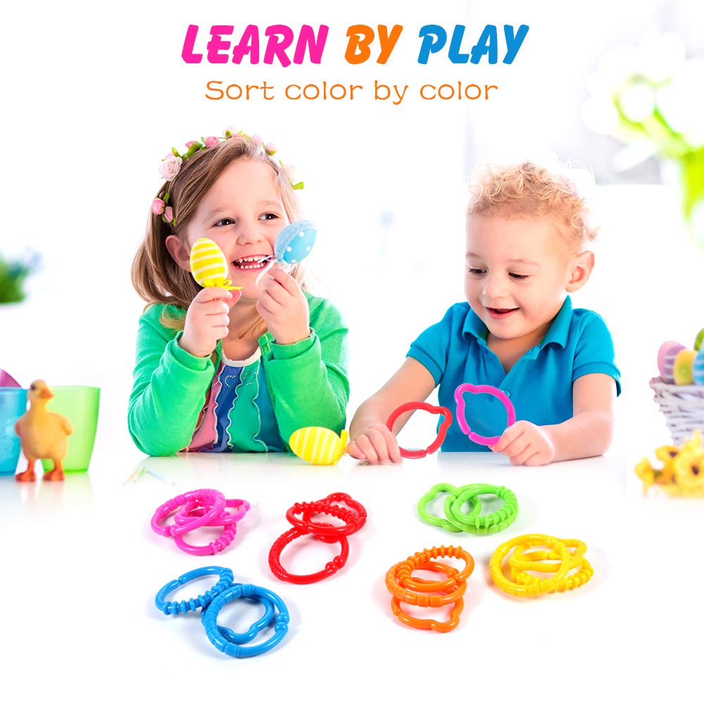 HAHA Baby Link-to-Go Connecting Rings Toy – Clip-On Learning Set for Travel, Stroller, Car Seat, Crib