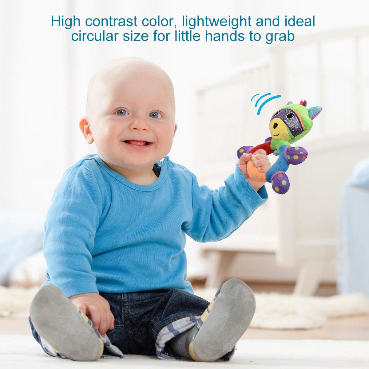 HAHA Baby Teething Rattle Toys – Soft Sensory Baby Rattle for 0-12 Months