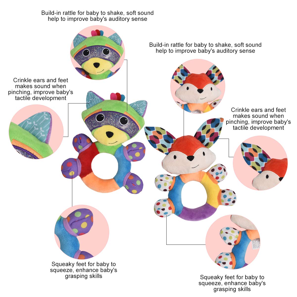 HAHA Baby Teething Rattle Toys – Soft Sensory Baby Rattle for 0-12 Months