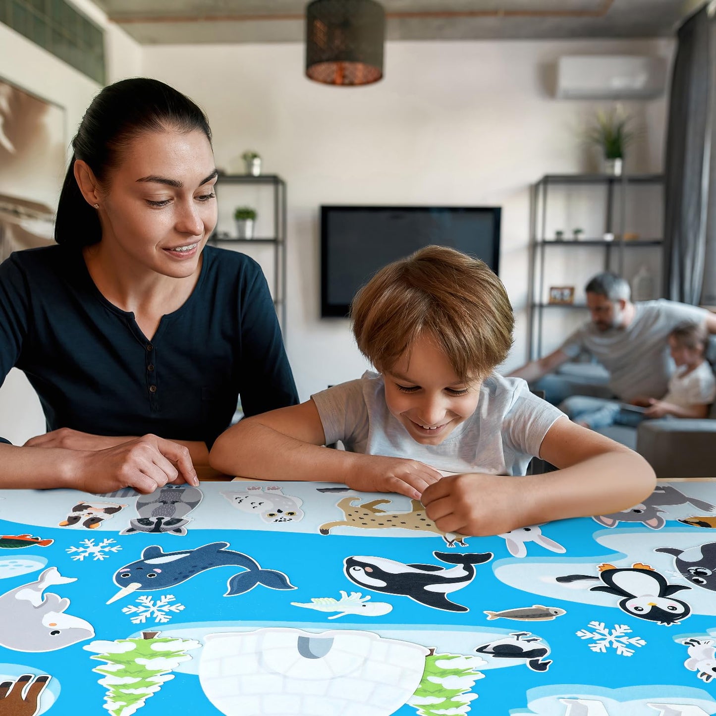 Hahafelt 43 Pcs Arctic Animals Felt Story Board Set – 41 x 30 Inch Polar Preschool Toy
