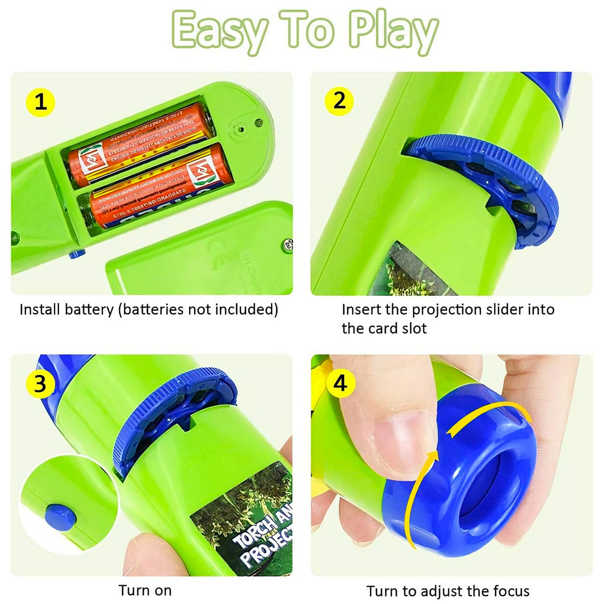 HahaGo Torch Projector: 120 Pictures & 5 Themes Educational Night Light for Kids