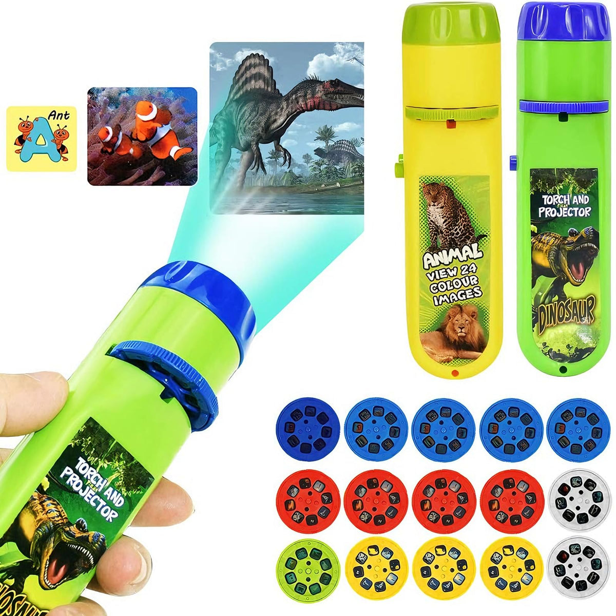 HahaGo Torch Projector: 120 Pictures & 5 Themes Educational Night Light for Kids