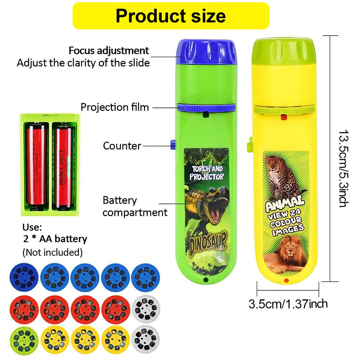 HahaGo Torch Projector: 120 Pictures & 5 Themes Educational Night Light for Kids