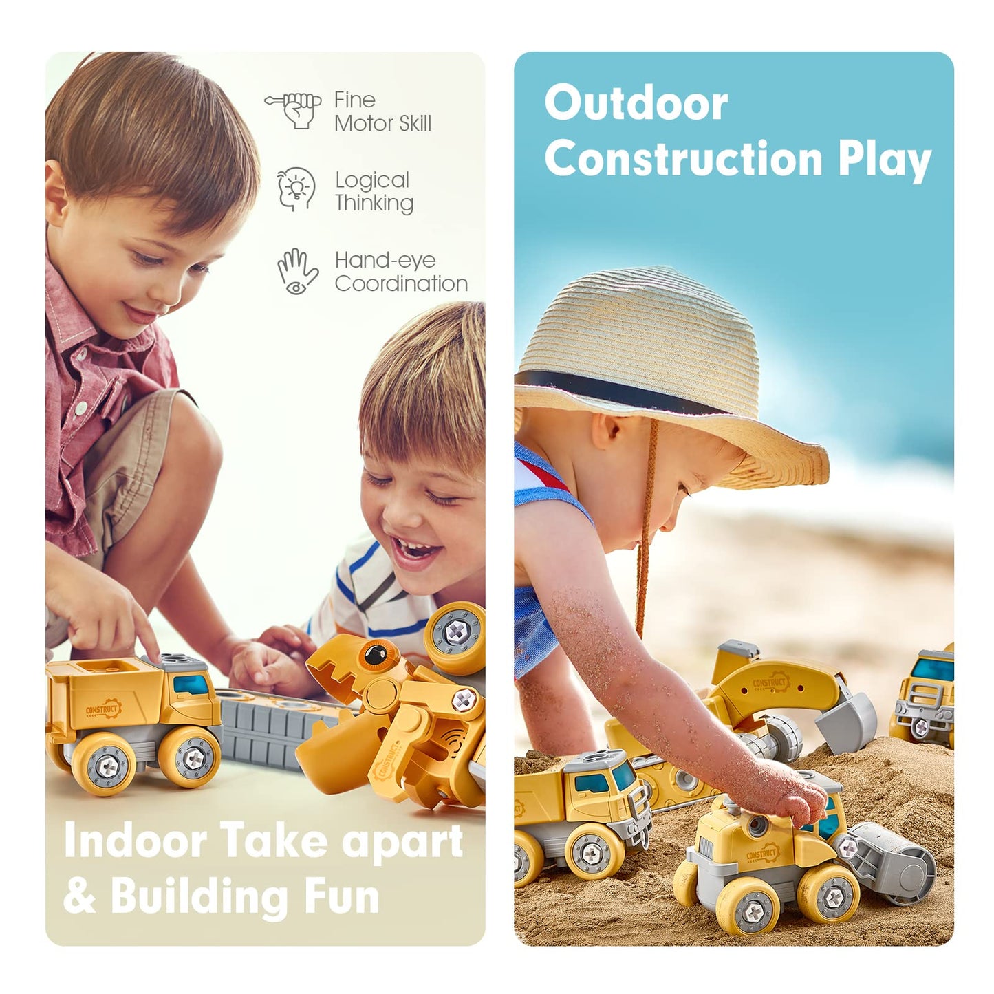 Hahaland 5-in-1 Take Apart Dinosaur Toy for Kids 5-8 | STEM Construction Vehicles