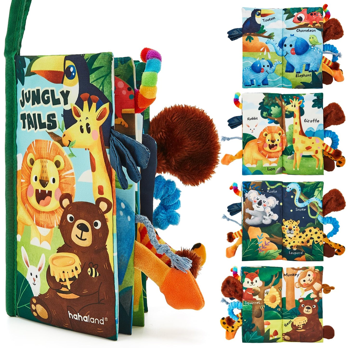 hahaland Baby Books 0-6 Months | Sensory Cloth Book with 3D Tails